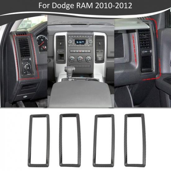 4 Stück Auto Innenraum AC Lüftungsdüsen Rahmen Blende Dekor Abdeckung Zierleisten-Kit Für Dodge Ram 2010-12