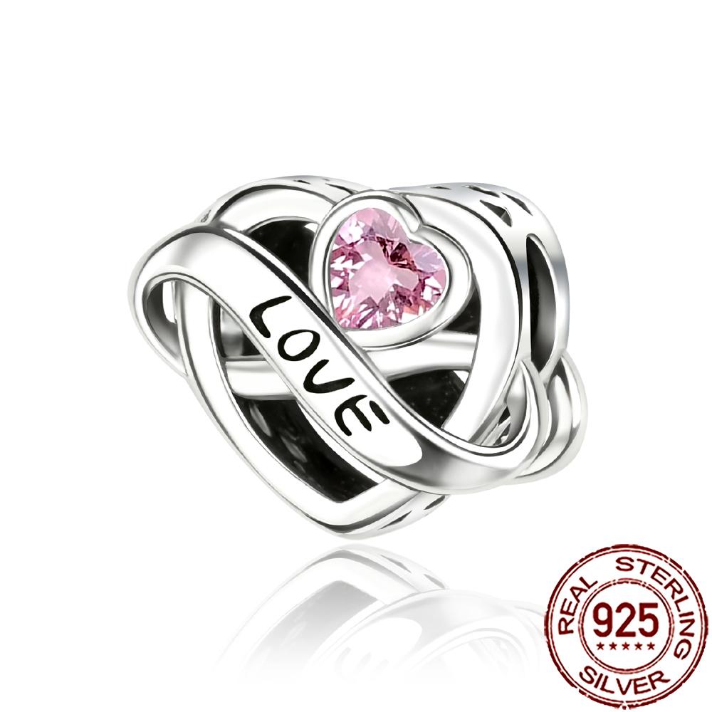 New Charms Copper Sparkling Mum Mother Family Love Heart Beads Fit Original Bracelet Necklace Diy Jewelry