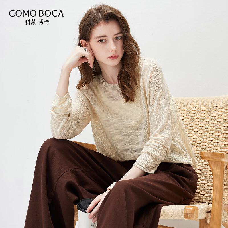 Komom Boka Women s Linen Blend Long-Sleeve Round Neck T-Shirt L