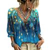 Women's Casual Printed V-Neck Ruffle Tie Blouse