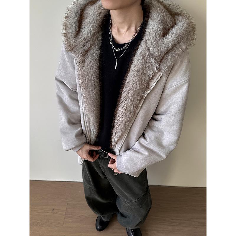 American Eagle Cat Ear Suede Fur Collar Jacket - Autumn/Winter Plus Velvet Short Outerwear