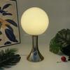 Round Ball Night Light with Golden Trumpet Base Table Lamp for Cream Style Apartment Bedroom Bedside and Tabletop