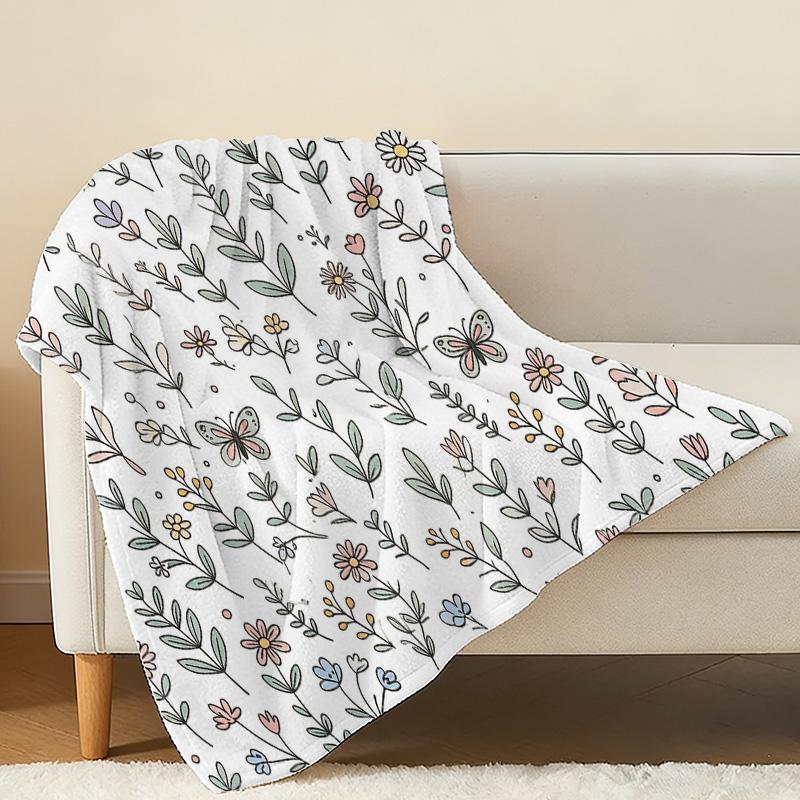 Thick Floral Flannel Blanket Soft, Warm & Cozy, Ideal for Home, Guest Room, Single Use, Christmas & Halloween