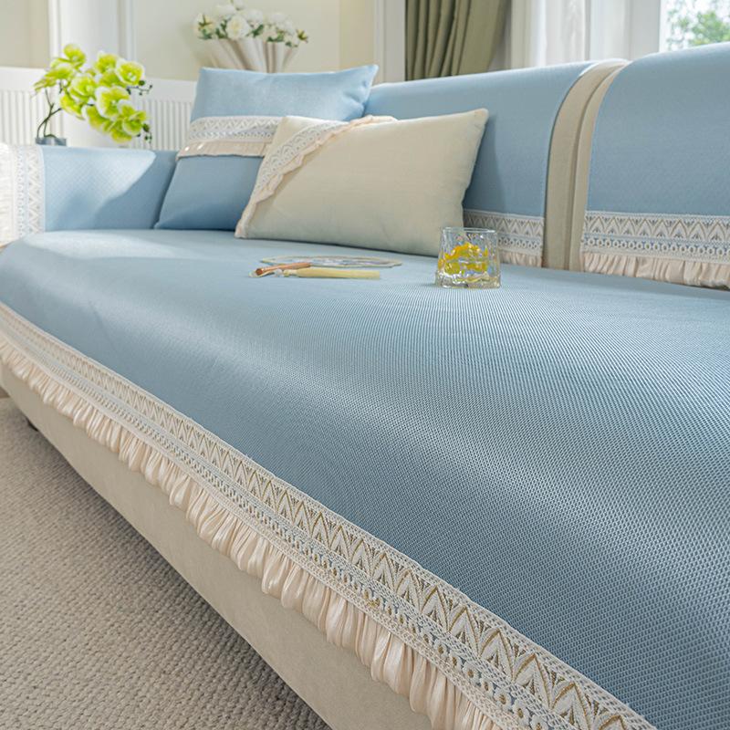 Summer Ice Silk Sofa Cushion Cool French Non-Slip Light Luxury High-End Mat Cover Sofa Cover