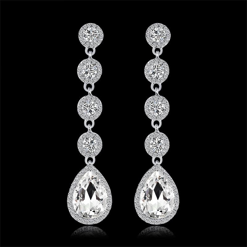 Retro Fashion High-grade Crystal Rose Earrings Women Zircon Ear Studs Wedding Jewelry Gifts
