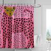 Pink Cat Shower Curtain, Black Spots & Multicolor Dots Design, Waterproof Bathroom Decor For Modern & Playful Homes