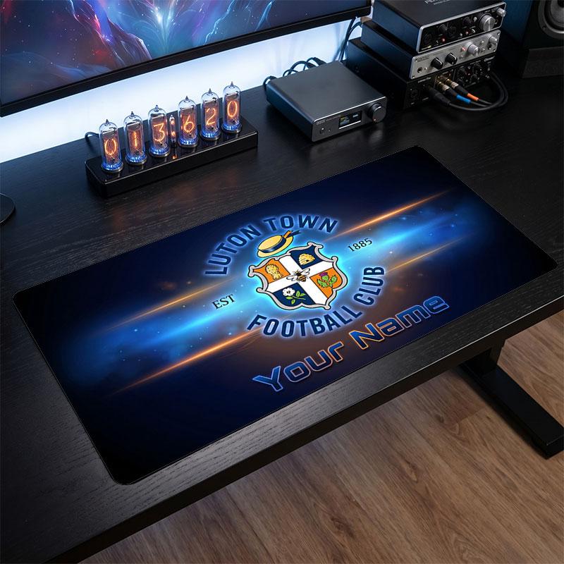 Luton Town Custom Large Mouse Pad, Personalized Name Text Print, Football Logo Non‑Slip Desk Mat Gaming Gift
