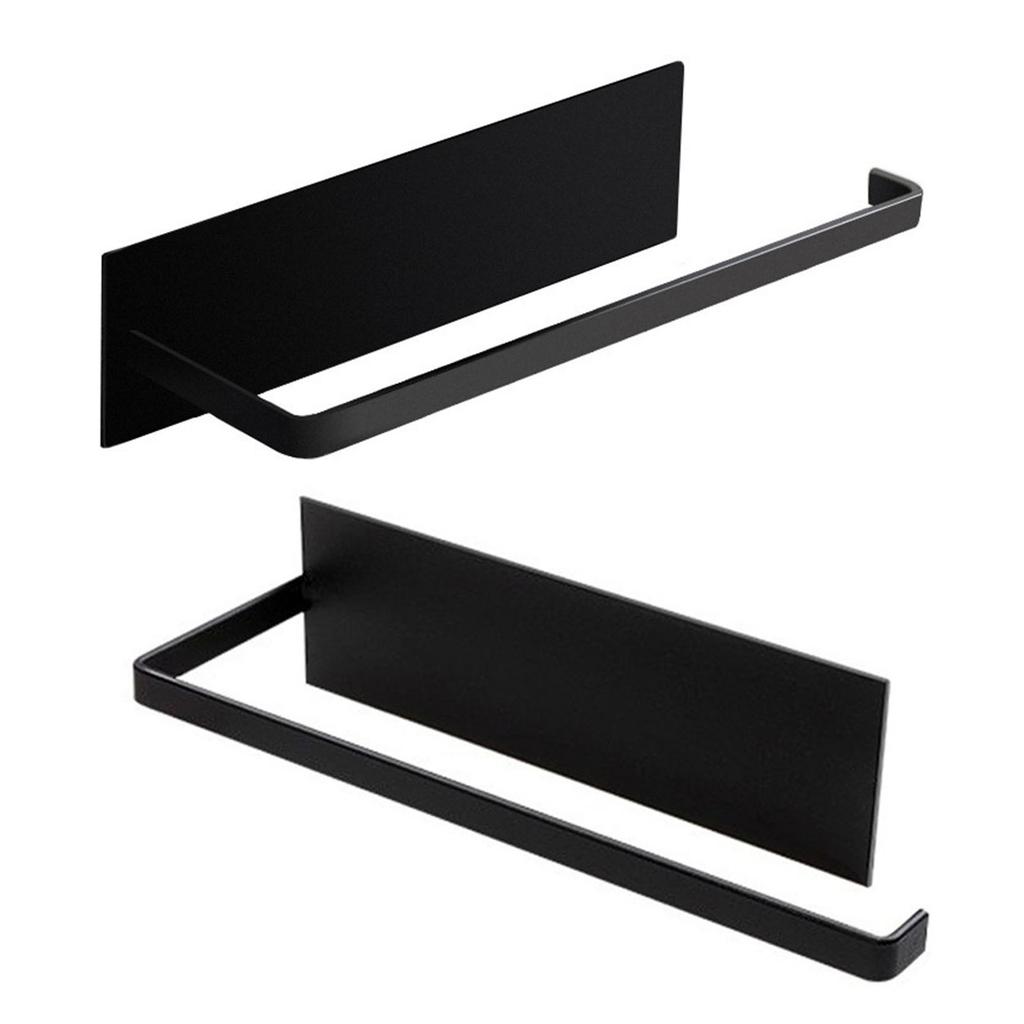 Paper Towel Shelf Magnet Roll Hanger for Kitchen Food Wrap Bathroom Tissue No Drill Installation Black Magnet Absorption