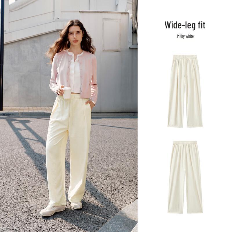 Semir Women's Relaxed Mousse Texture Wide-Leg Pants