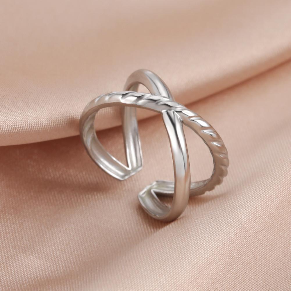 Stainless Steel Women Rings Geometric Heart Aesthetic Adjustable Open Finger Ring Fashion Party Jewelry Gifts