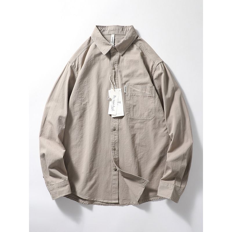 Japanese-Style Retro Cotton Shirt Men's Long Sleeve Casual Spring and Autumn Slim-Fitting Fashion Brand Coat Export Men's Clothing Cotton Shirt