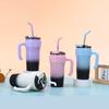 New Gradient Steel Thermos Cup Girls Handy Straw Cup Dopamine Strap Handle Car Cup Durable Durable Useful Useful