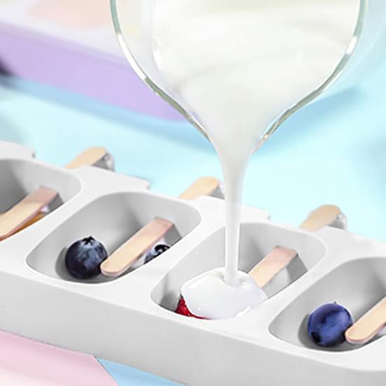 2 Sets Silicone Popsicle Molds Creative Ice Cream Mold 4 Cavities Ice Pop Mold