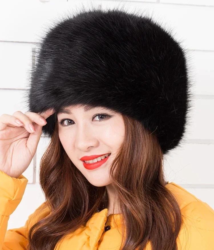 Man Women Fur Hats Thicken Warm Furry Faux Fur Flat Top Caps Winter Russian Casual Luxury skullies beanie ZKG33