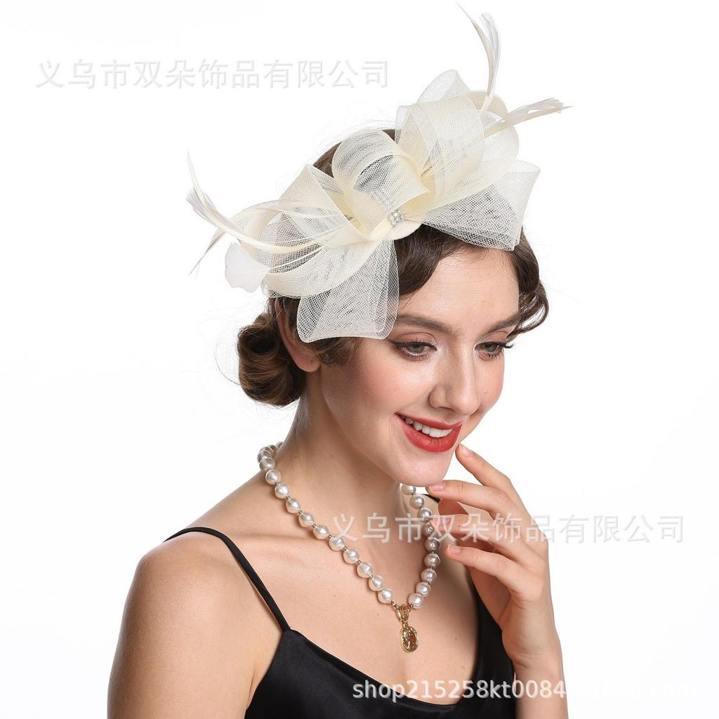 New Feather Headdress Bridal Hair Accessories Dinner Top Hat Jockey Club Hair Accessories Hairpin Photo Accessories Party Headdress