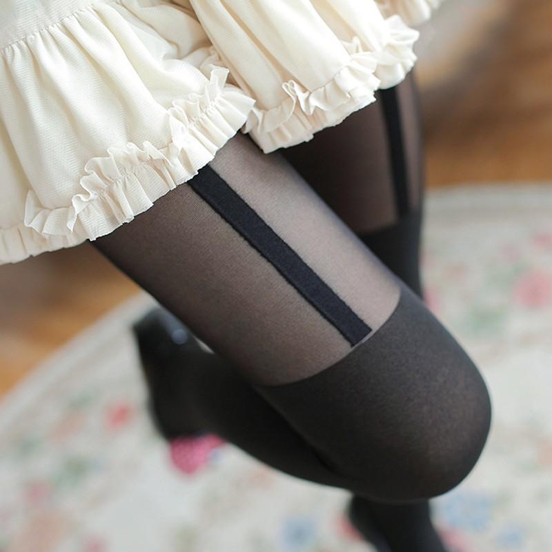 Japanese Cute Bow Black Fake Thigh Socks Knee Socks Women'S Jk Black Stockings Splicing White Suspender Socks