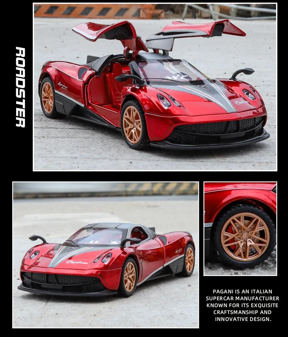 

Huayra BC Supercar Alloy Muscle Car Model 1:32 Sound and Light Pull Back Toy Collectibles Birthday gift красный