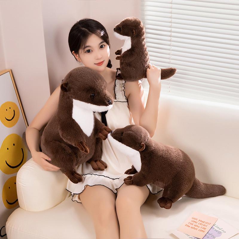 Plush Otter Brown Toy Cartoon Animal Stuffed Doll Kids Gift Bedroom Decoration