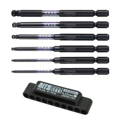 VESSEL Kugelspitzen-Schraubendreher-Bit-Set Set, 6-teilig (mit Halter) SS16BP-6PSA