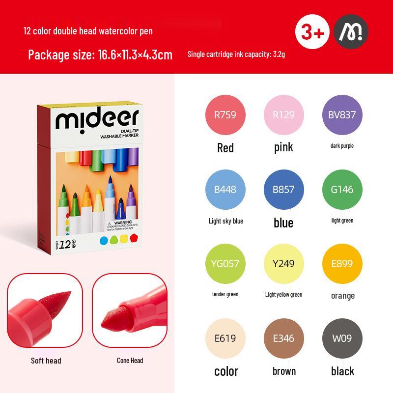 

Набор моющихся детских маркеров для граффити Mideer - Акварельные ручки с коническими наконечниками для художественного веселья