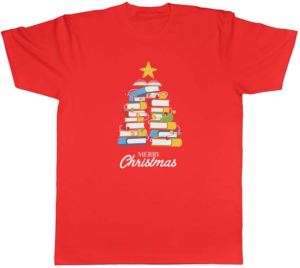 Unisexs T Shirt Library Books Christmas Tree Xmas Unisex Tee Gift