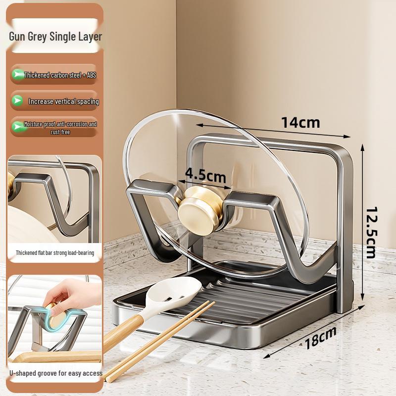 Multi-Layer Vertical Pot & Pan Lid Rack with Cutting Board Holder