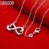 925 Sterling Silver Fashionable Openwork Infinity Double Heart Pendant Necklace - Exquisite Wedding Jewelry