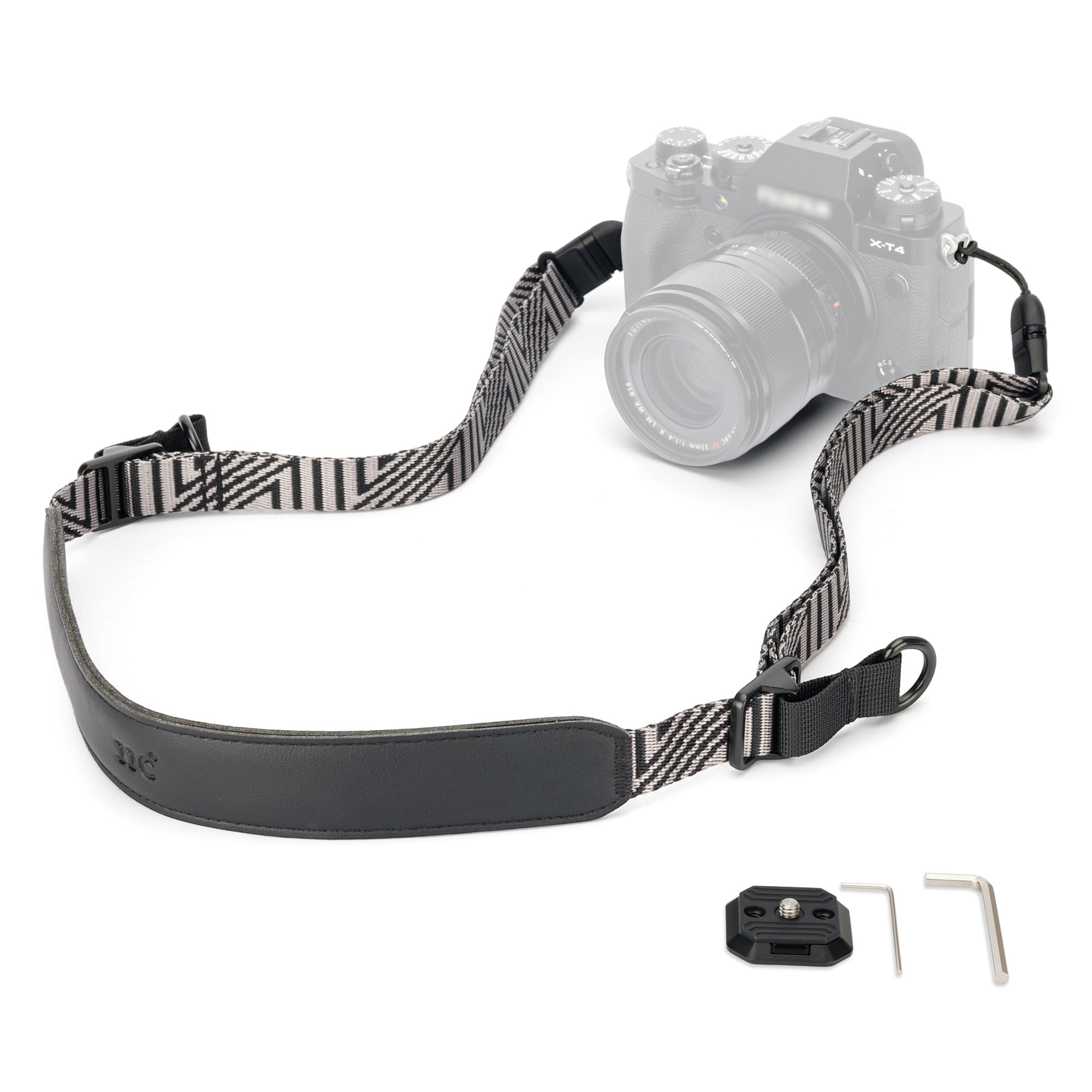 

JJC Camera Neck Shoulder Strap for Lumix Nikon COOLPIX Z50 Z6 Fujifilm Leica Q3 43 Mirrorless SLR Adjustable Drop Gray Black Strap, DC-TZ99 GH7,