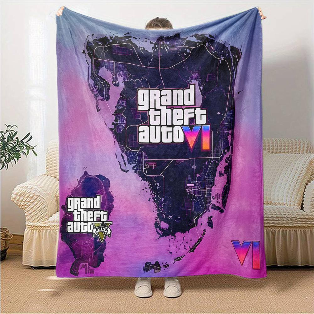 1 Stück Decke - Spiel Grand Theft Auto Aufdruckdesign,Leichte Decke für Sofa,Bett - Weich & Warm,Geschenk für Alle Jahreszeiten