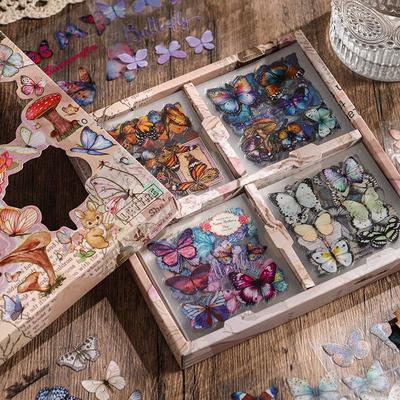 Yuezhen Exclusive Waterproof Butterfly Wing Journal Stickers - Retro Pack for Kids
