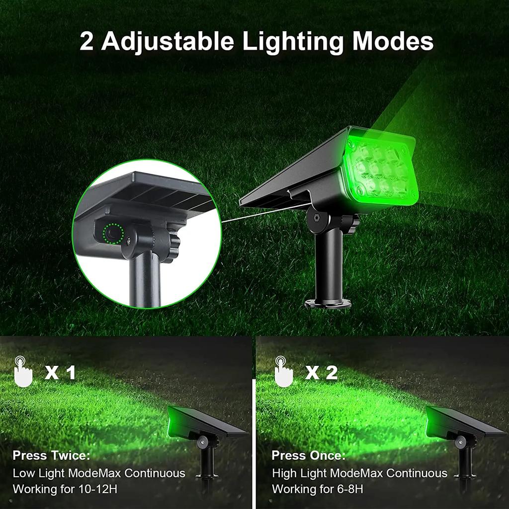 Adjustable Solar Spotlight Solar Garden Light IP65 Solar Power Green Light For Yard Path Tree Decor Solar Light Outdoor