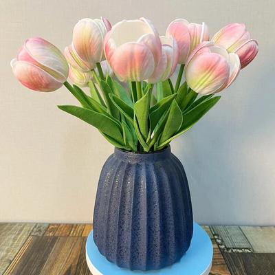 Artificial Flowers Tulip Potted Fake Plants Tree In Pot Home Wedding Party Decors Plastics Pink Yellow Red Champagneb Decoration