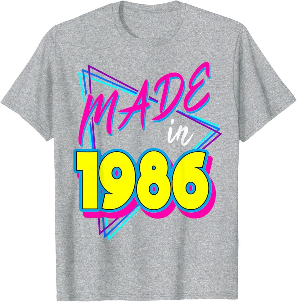 Made in 1986 35th Birthday Retro 35 Years Old 80s Vintage Crewneck TShirt Regular Short Sleeve Casual Printed Tshirt Tops