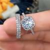 Elegant 2pcs Engagement Ring Set - Princess Cut Synthetic Cubic Zirconia, Alloy, Four-Prong, No Plating - Simple & Elegant Design for Daily & Wedding