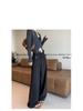 Women's High-Waisted Black Wide-Leg Pants - Spring/Autumn Drapey Suit Pants with a Relaxed Fit