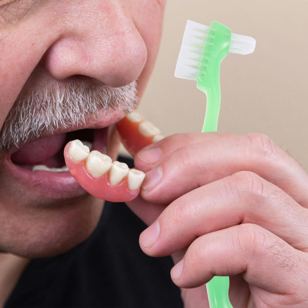 6Pcs Denture Toothbrush for False Teeth Dual-Ended Soft Bristles Ergonomic Handle Elderly Dental Care Deep Clean Oral Cleaning