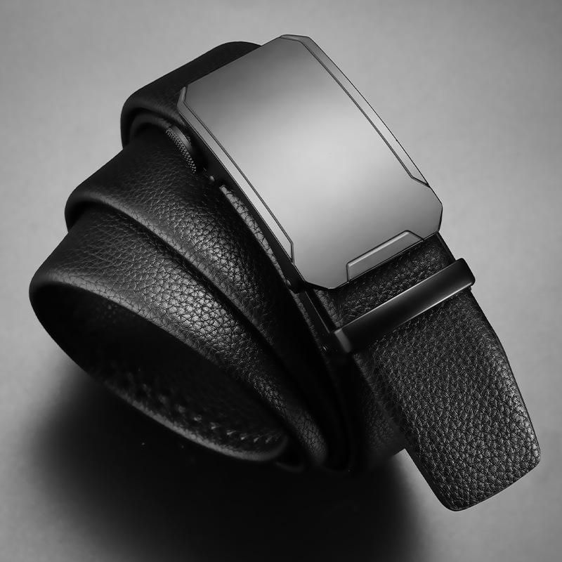 Men's Belt Genuine Leather Belt Young Man's Automatic Buckle Leather Belt Business Casual Belt Men