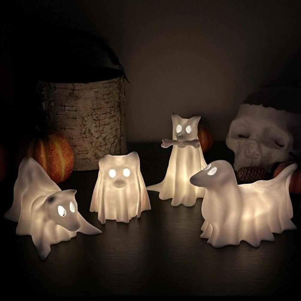 Halloween Ghost Puppy Ornament Resin Handicraft Hollow Pumpkin Home Desktop Ornament Halloween Gift