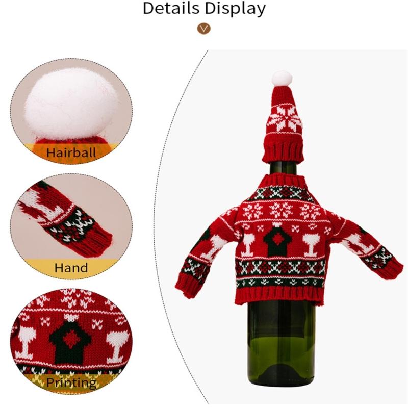 Christmas Decorations Wine Bottle Cover Knitted Wine Bottle Bag Christmas Party Ornaments