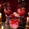 Devil Palm Flower Pot Hand Holding Human Heart Organ Vase, Gothic Anatomical Shaped Skull Base Ornament Spooky Halloween Desktop for Living