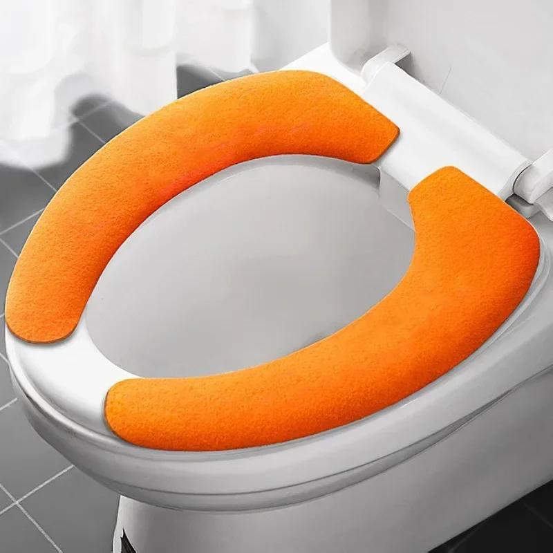 2Pc/set Reusable Warm Flannel Toilet Sticker Toilet Seat Covers Washable Toilet Seat Filling Bathroom Mat Seat Cover Universal
