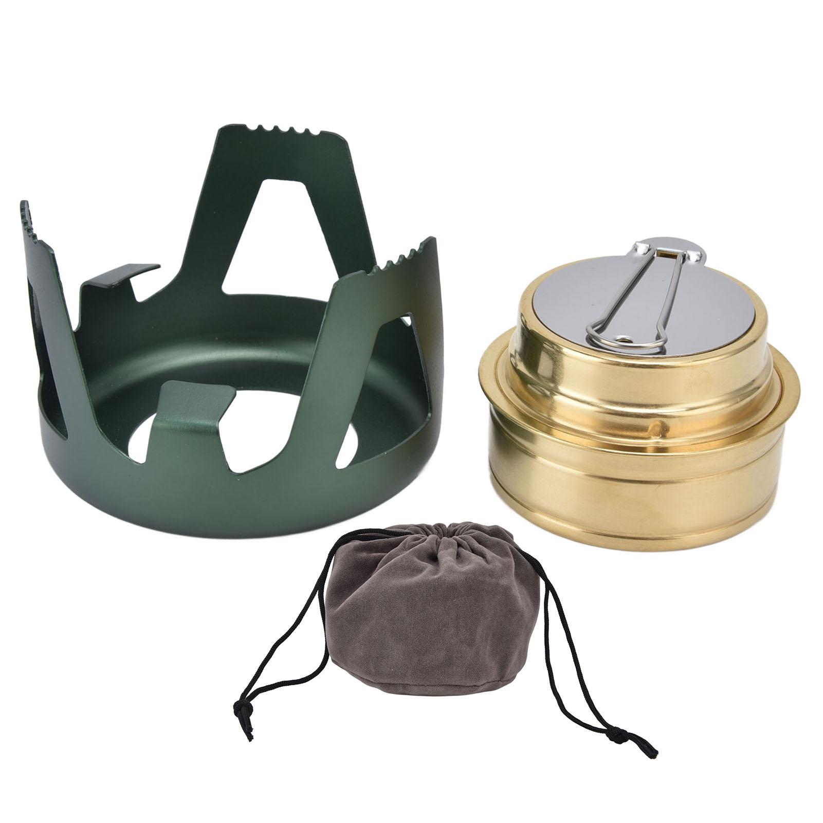 

Camping Stove Windproof Vaporizable Portable Liquid Spirit Stove with Stand for Outdoor зелёный