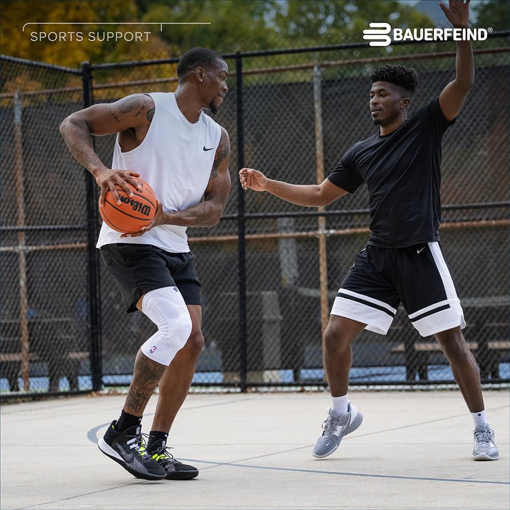 BAUERFEIND SPORTS KNEE SUPPORT NBA Knee Support Knee Made in General Medical Stabilizes the Knee Joint with Silicone Pads and Compression Size (Sports