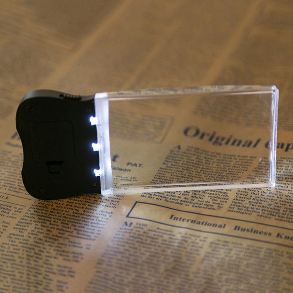 LED Light 2X Large Rectangular Handheld Magnifier Reading Magnifying Glass Rimless- Distortion-Free Lens for Seniors
