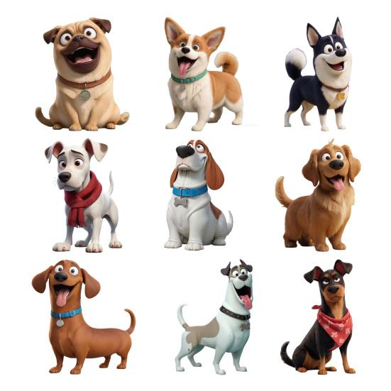 2D Acrylic Dog Hanging Decoration Car Rearview Mirror Puppy Hanging Ornament Bag Purse Charm Pendant Car Interior Accessory
