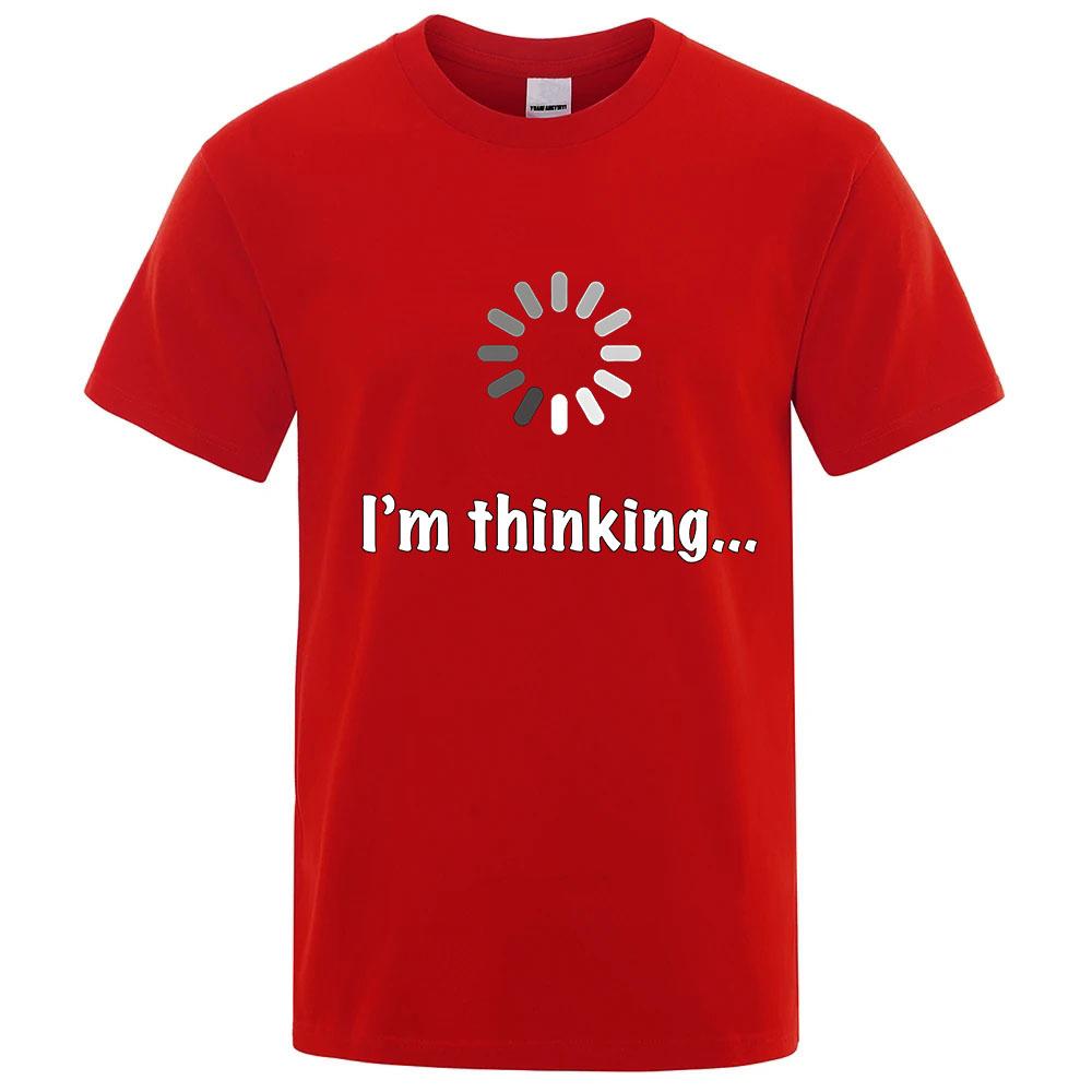 Im Thinking Funny 100 Pure Cotton Summer Highend Brand Unisexs Round Neck Fashionable Style Half Sleeved Breathable Tshirt