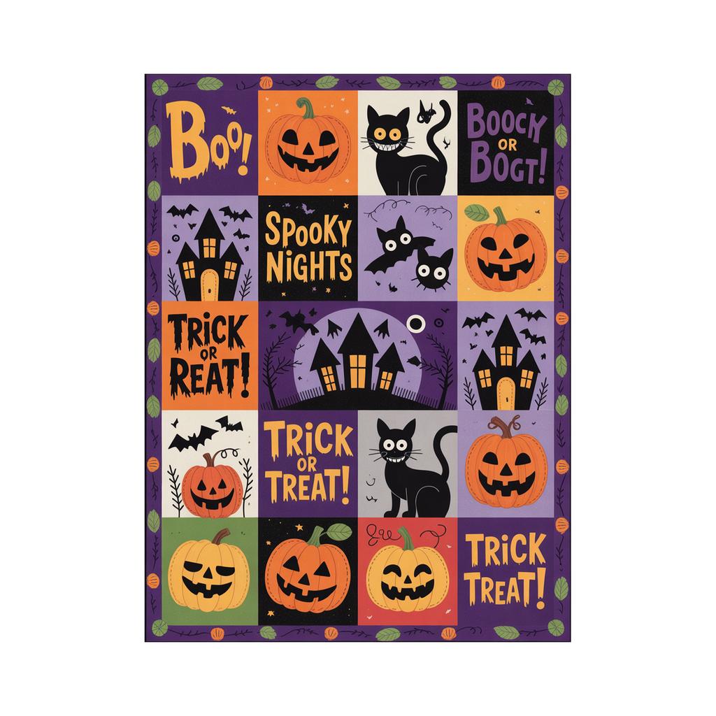 Halloween Print Pumpkin Castle Blanket Flannel Blanket Throw Blanket