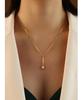 European Eight-Pointed Star Zircon Pendant Necklace, 18K Gold-Plated Titanium Steel with Tassel Lock Design for Women