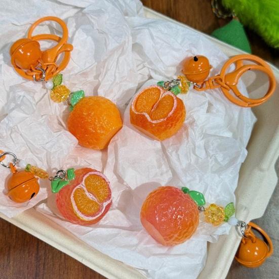 Bag Pendant 1:1 Realistic Orange Shape Resin Keychain with Bell Sound High Simulation Fruit Charm Key