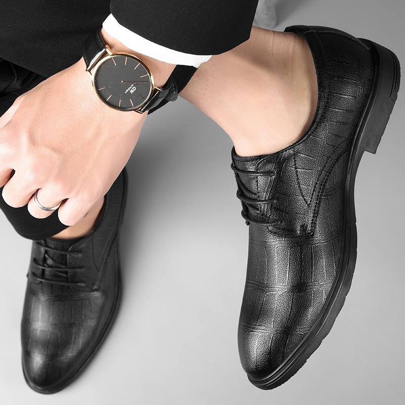 Classic Man Office Business Dress Leather Flats Man Split Leather Wedding Shoes 2024 Man  Low Top Cow Leather Shoes Rubber Sole